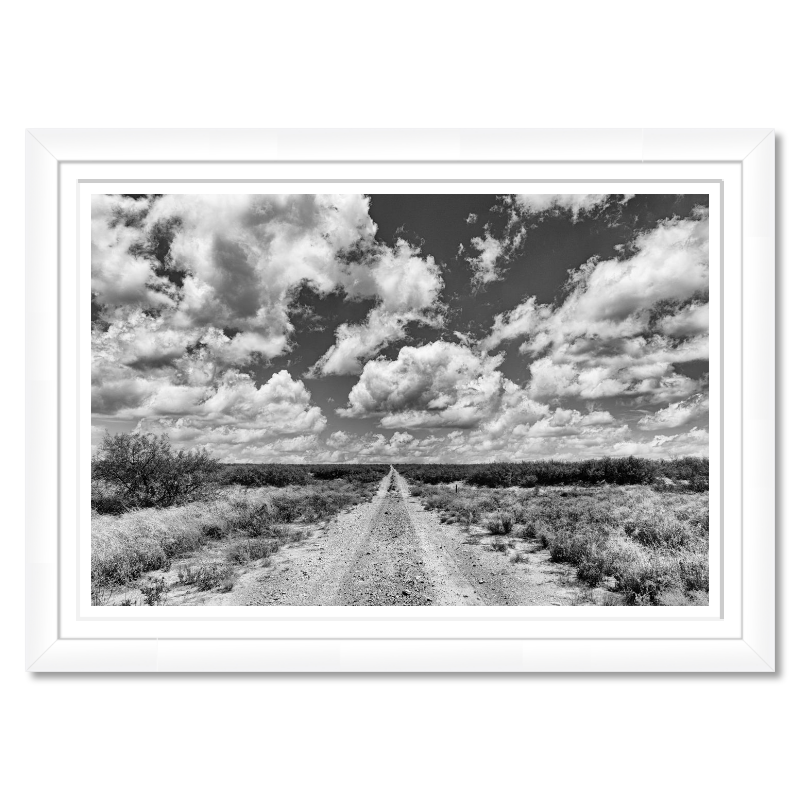 The Long Road – Black and White Desert Landscape Print