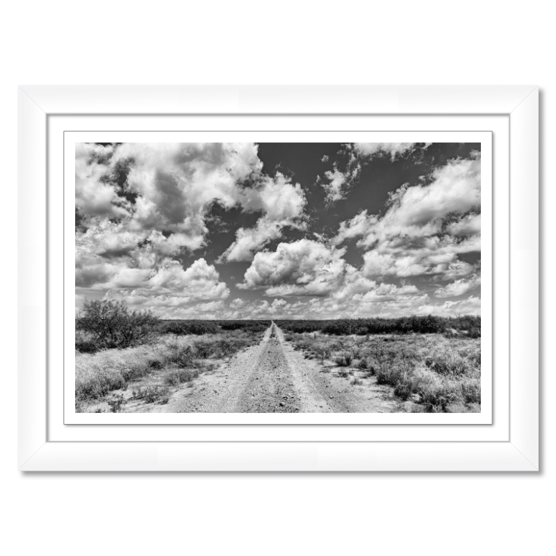 The Long Road – Black and White Desert Landscape Print