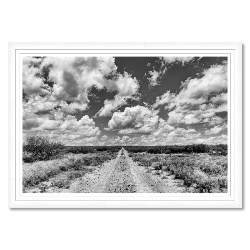 The Long Road – Black and White Desert Landscape Print