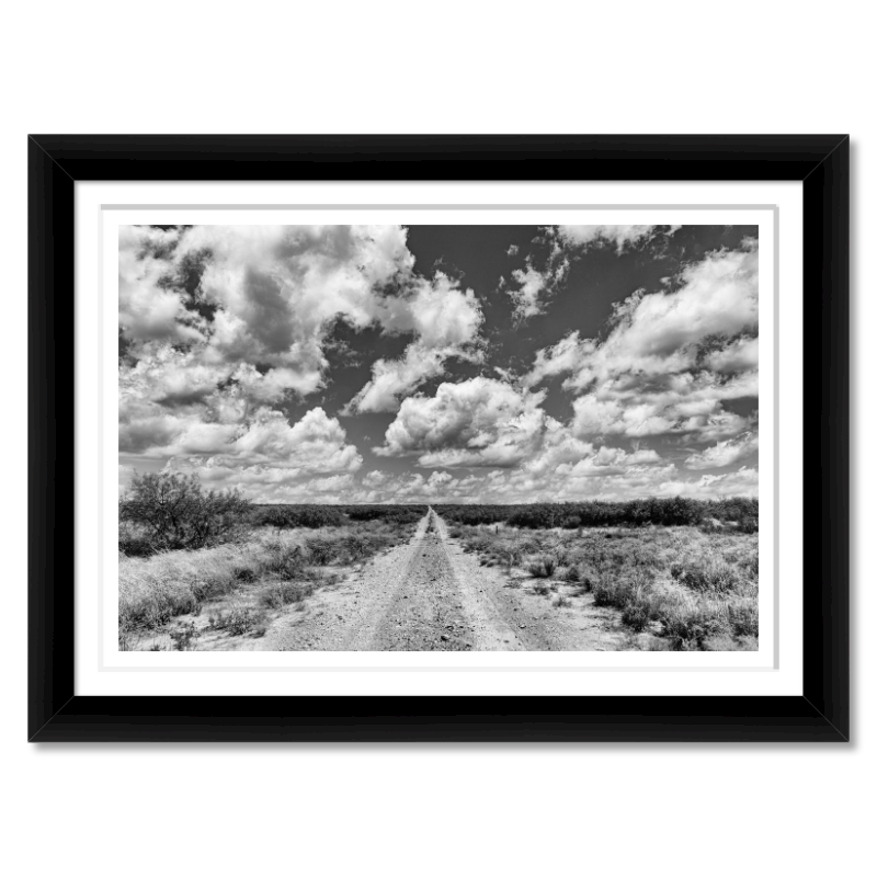 The Long Road – Black and White Desert Landscape Print