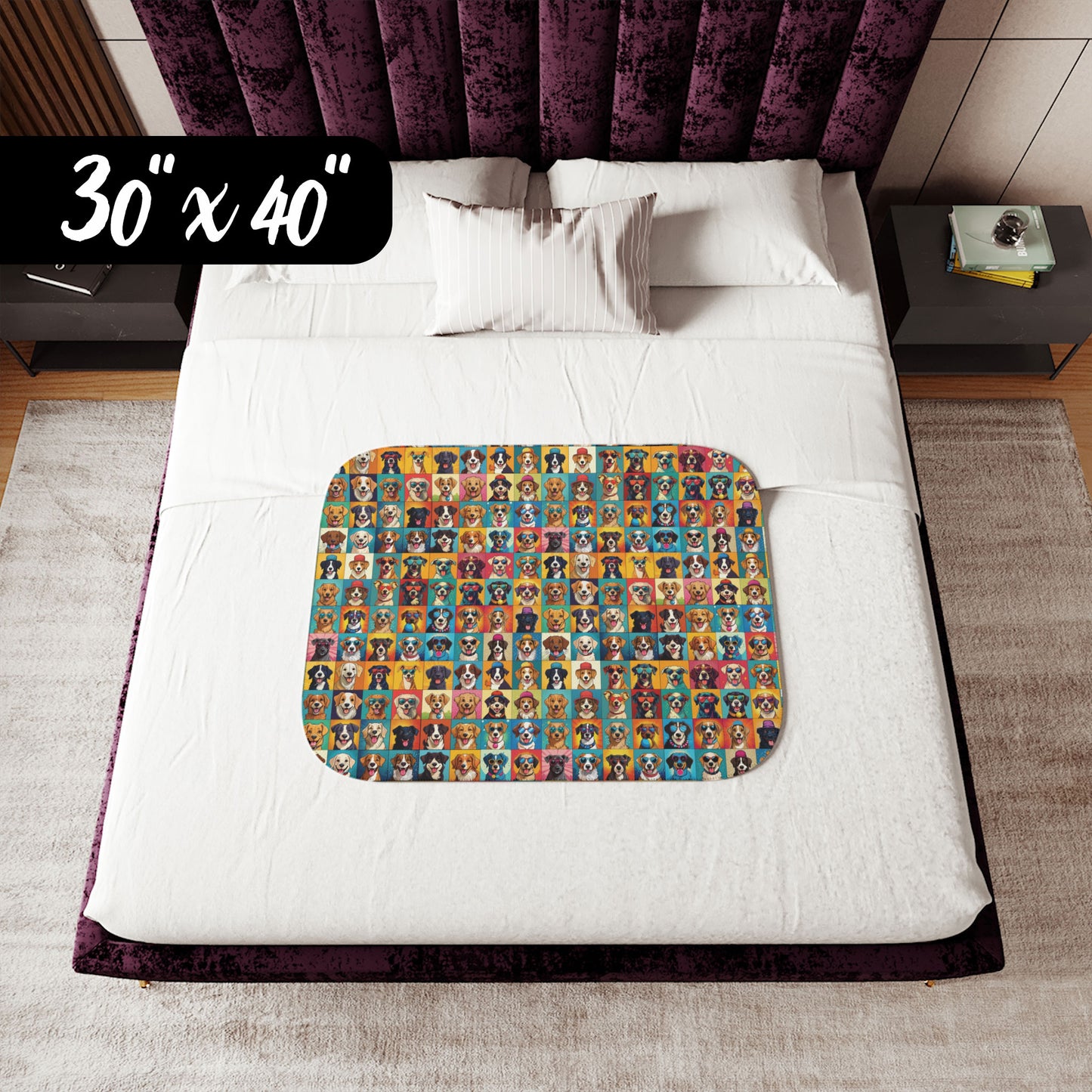 Patchwork Pups – A Cozy Sherpa Throw of Smiles, Ears, and Tails