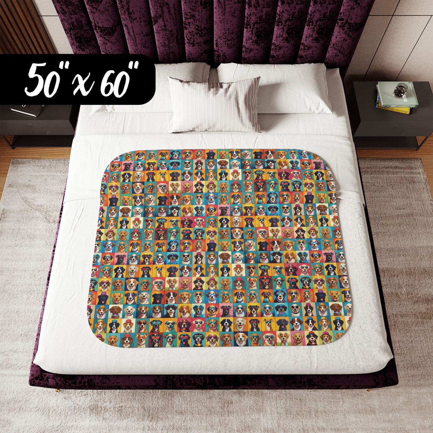 Patchwork Pups – A Cozy Sherpa Throw of Smiles, Ears, and Tails