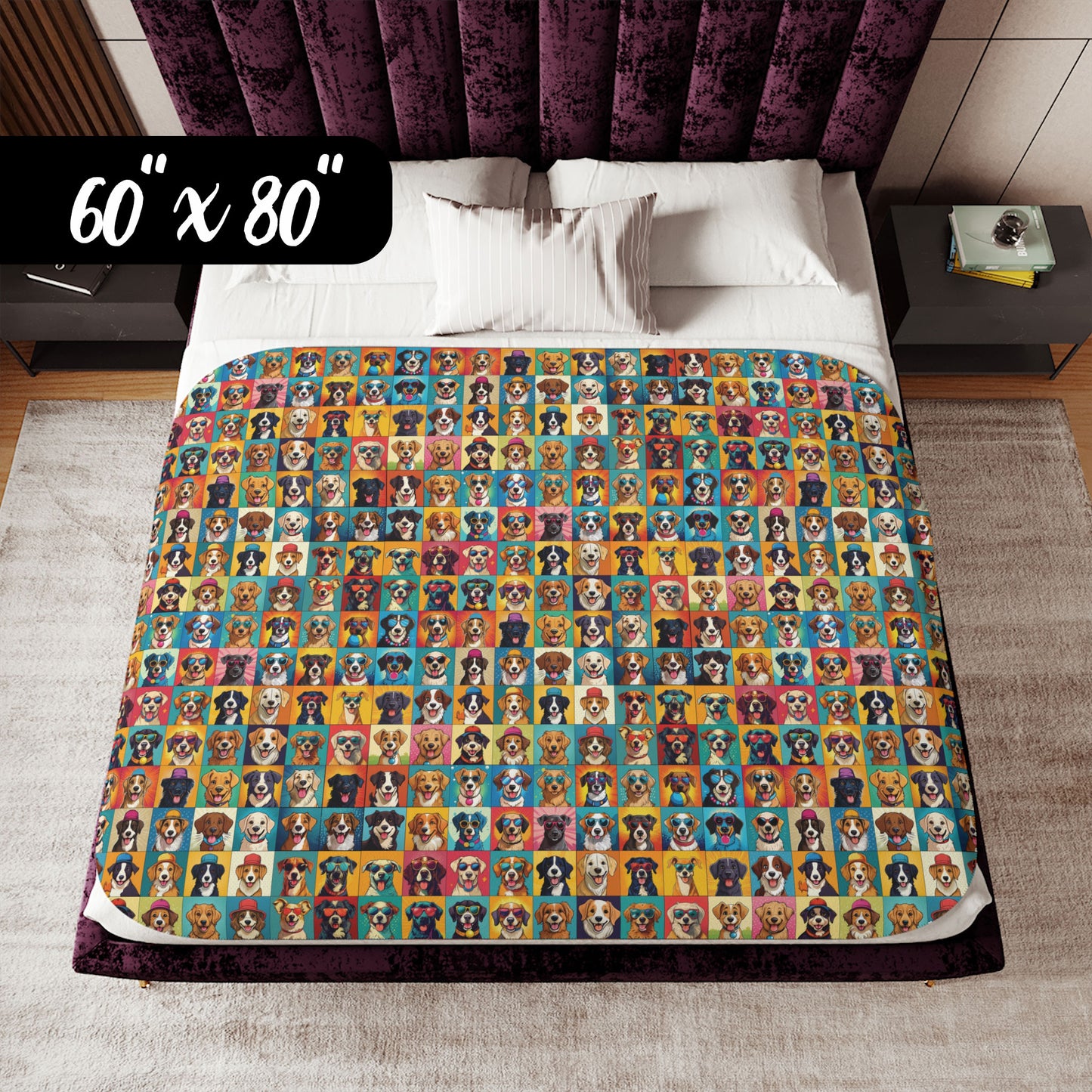 Patchwork Pups – A Cozy Sherpa Throw of Smiles, Ears, and Tails