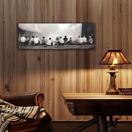 “The Meet” – Western Campfire Gathering Canvas Print