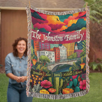 San Antonio Family Blanket – Personalized Cityscape Throw