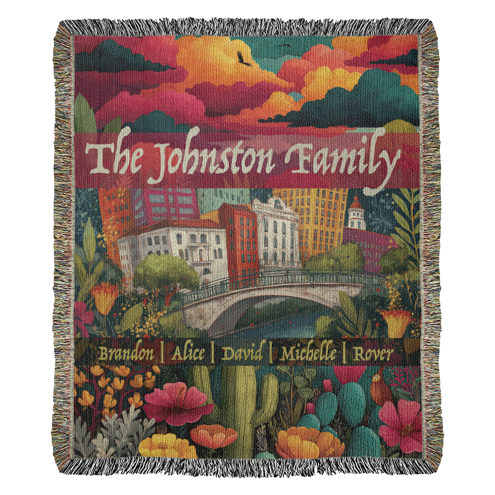 San Antonio Family Blanket – Personalized Cityscape Throw