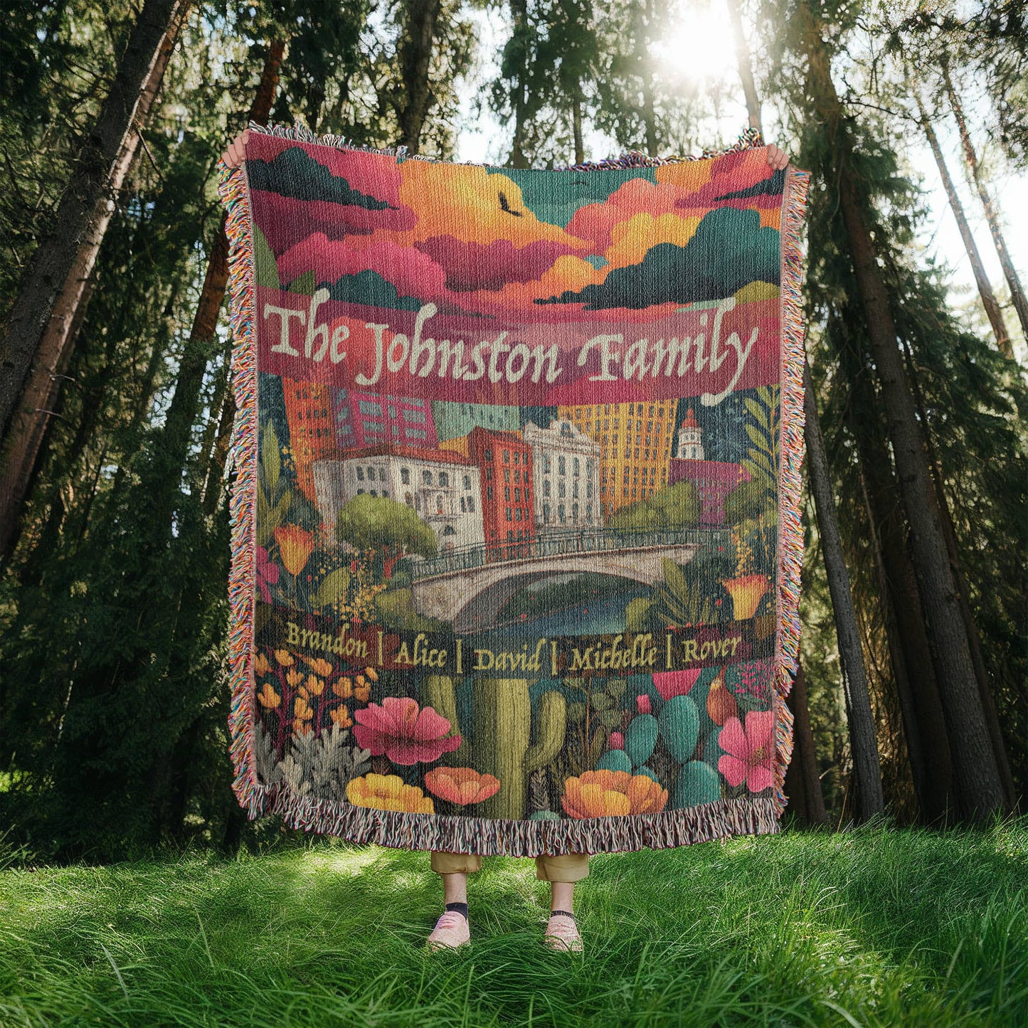 San Antonio Family Blanket – Personalized Cityscape Throw