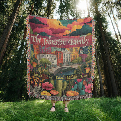 San Antonio Family Blanket – Personalized Cityscape Throw