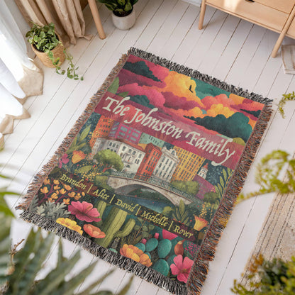 San Antonio Family Blanket – Personalized Cityscape Throw
