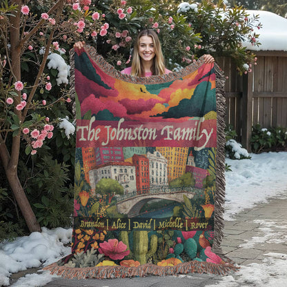 San Antonio Family Blanket – Personalized Cityscape Throw
