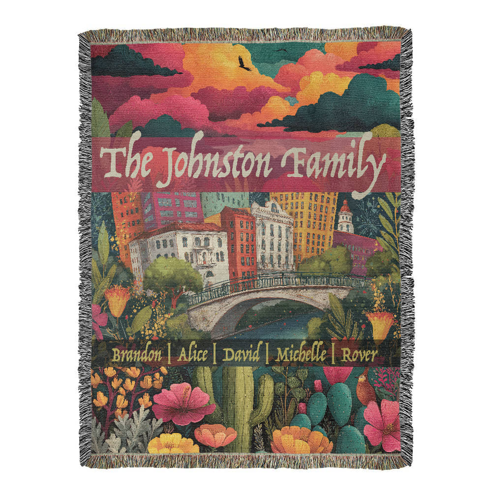 San Antonio Family Blanket – Personalized Cityscape Throw