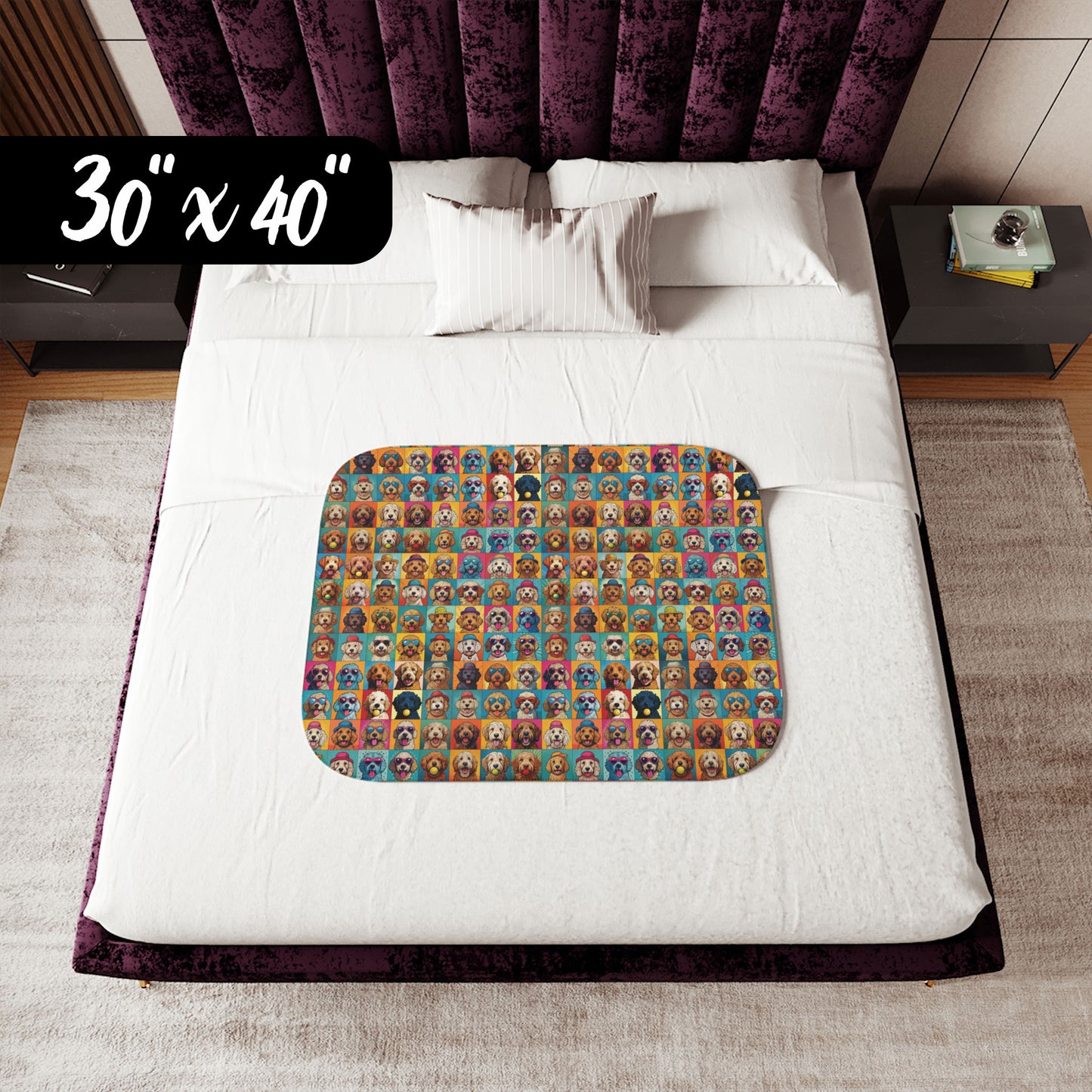 Doodle Mood Sherpa Blanket – A Joyful Patchwork of Doodle Dog Expressions