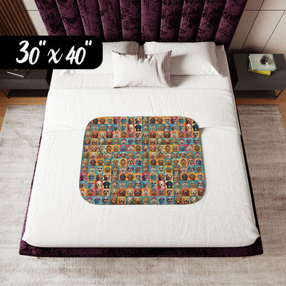 Doodle Mood Sherpa Blanket – A Joyful Patchwork of Doodle Dog Expressions