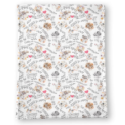 Tree sizes. Havanese blanket with watercolor dog illustrations and loving breed quotes
