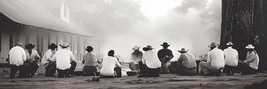 “The Meet” – Western Campfire Gathering Canvas Print